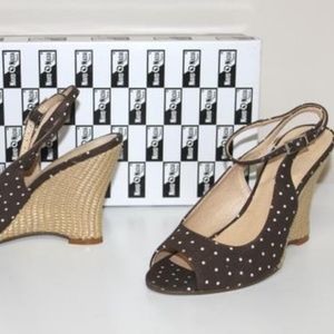 Navid O Nadia Brown Muriel Wedges Shoes Sandal New